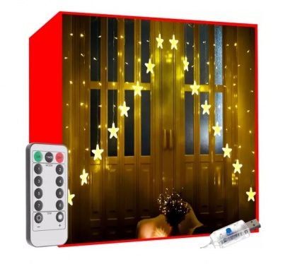 Gaismas  aizkars  136 LED  USB  silti  balts  KŚ19738