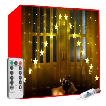 Gaismas  aizkars  136 LED  USB  silti  balts  KŚ19738