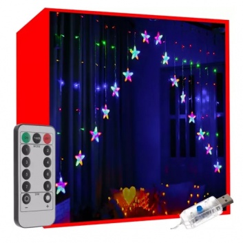 Gaismas  aizkars  136 LED  USB- daudzkrāsains  KŚ19772