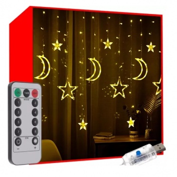 Gaismas  aizkars  138  LED  USB - silti balts  KŚ19758