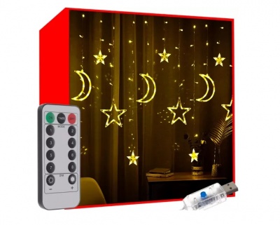 Gaismas  aizkars  138  LED  USB - silti balts  KŚ19758