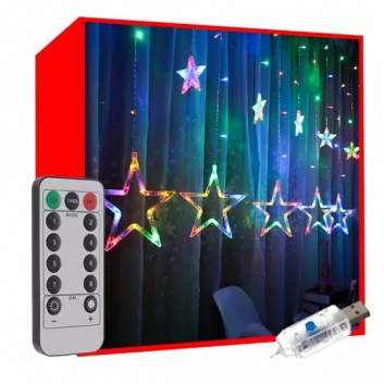Gaismas  aizkars  138  LED  USB- daudzkrāsains  KŚ19748