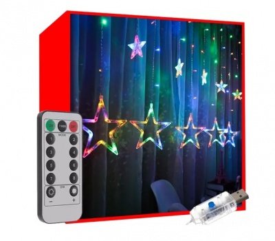 Gaismas  aizkars  138  LED  USB- daudzkrāsains  KŚ19748