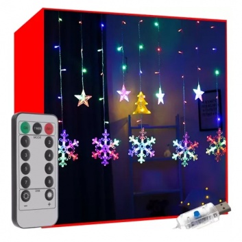 Gaismas  aizkars  138  LED  USB  daudzkrāsains  KŚ19742