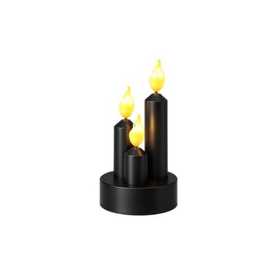 LED  sveču  trio  14 cm , 3200K , 3xAAA , liesmas , melnas
