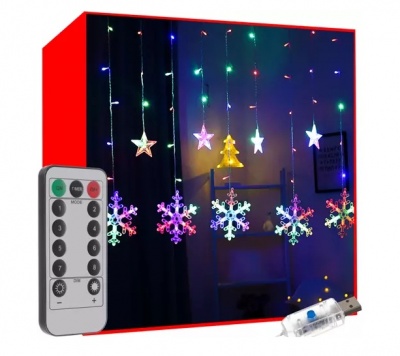 Gaismas  aizkars  138  LED  USB  daudzkrāsains  KŚ19742
