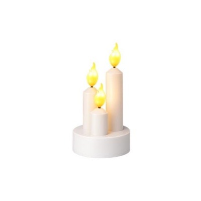 LED  sveču  trio  14 cm , 3200K , 3xAAA , liesmas , balta