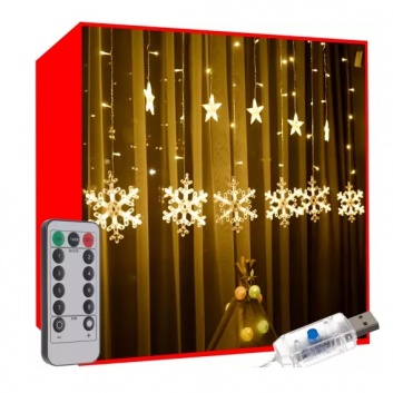 Gaismas  aizkars  138  LED  USB  silti  balts  KŚ19746