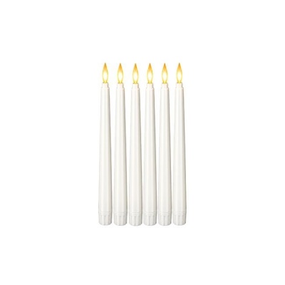 LED  konusa  sveces  28cm , 2000K , 2xAAA , baltas - 6 gab.