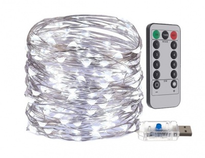 USB  eglīšu  lampiņas - 300  LED  stieple, auksti  balti