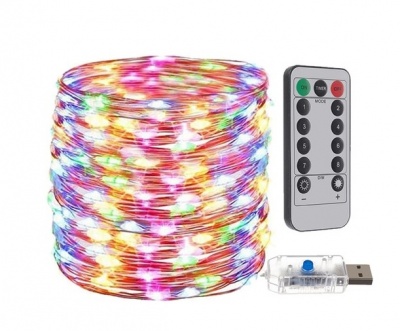 USB  Ziemassvētku  lampiņas - stieple  300 LED  daudzkrāsu