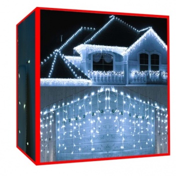 Ziemassvētku  lampiņas - lāstekas  300  LED  auksti  balts  31V