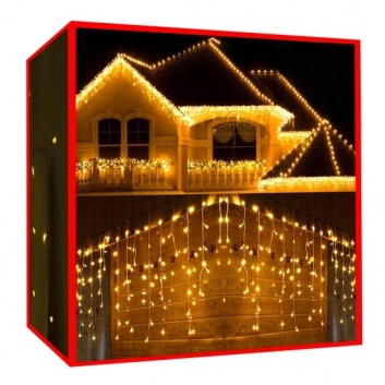Ziemassvētku  lampiņas - lāstekas  300  LED  silti  balts  31V