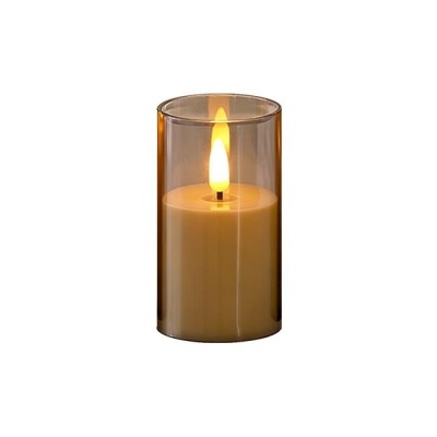 LED  svece  8x13cm , 2000K , 3xAA , liesma , kūpināta