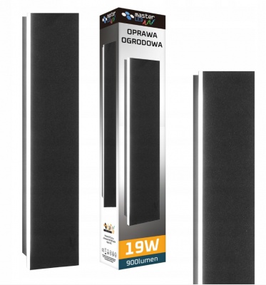 Masterled  melna  dārza  sienas  lampa, integrēts  19 W  LED  avots