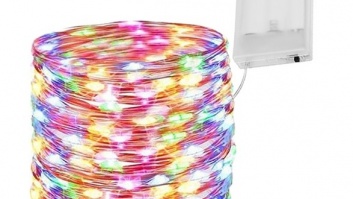 100  LED  stieples  virtene - daudzkrāsaina - darbināmas  ar  baterijām