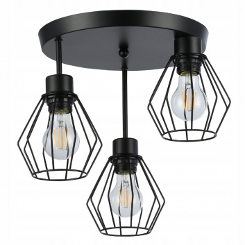 3xE27  Otto  griestu  lampa , melna , apaļa