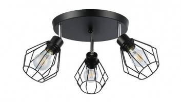 3xE27 Otto  griestu  lampa,  grozāma , melna , apaļa