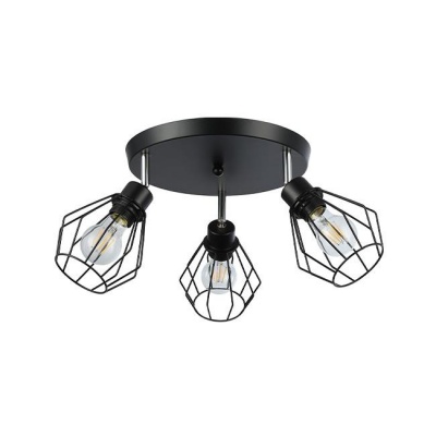 3xE27 Otto  griestu  lampa,  grozāma , melna , apaļa