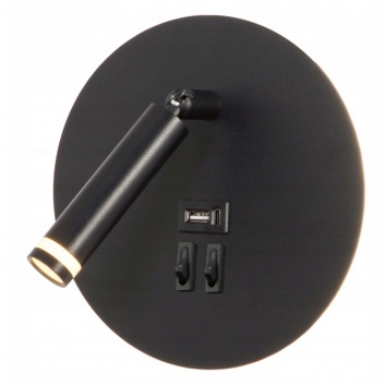 G9+LED  Piero  lasīšanas  sienas  lampa  ar USB , melna