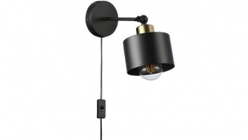 E27  sienas  lampa  Elza ,grozāma , melna + vara  ar vadu