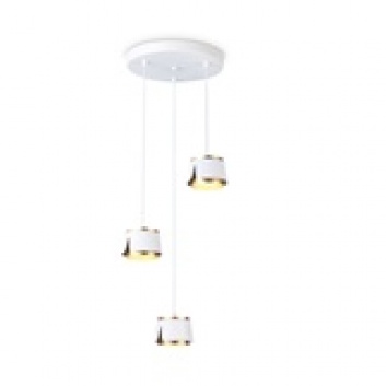 XD-IK259W  piekaramā  lampa 3 x GX53 , balts + zelta , apaļa