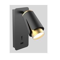 XD-IK270B  Sienas  lampa  lasīšanai  GU10 , melns+zelts  ar USB