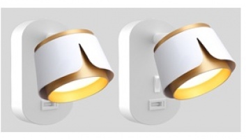 XD-IK271W  GX53  sienas  lampa  lasīšanai , balts+zelts ar  USB
