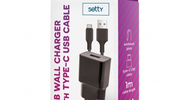 Setty  lādētājs  1x USB  2,4A  melns + USB-C  kabelis  1,0 m