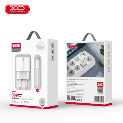 XO  sienas  lādētājs  CE06  PD  30W  1x USB-C  balts + USB-C - USB-C  kabelis