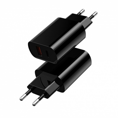 WIWU  sienas  lādētājs  Wi-U002 PD + QC  20W  1x USB  1x USB-C  melns