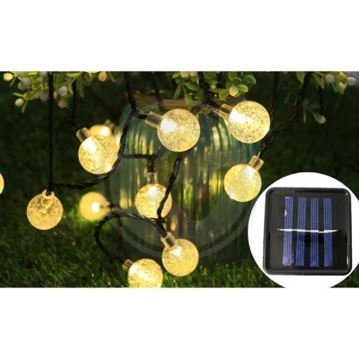 LED  virtene uz  saules  enerģijas  20 LED  485cm  apaļas , kristāliskas