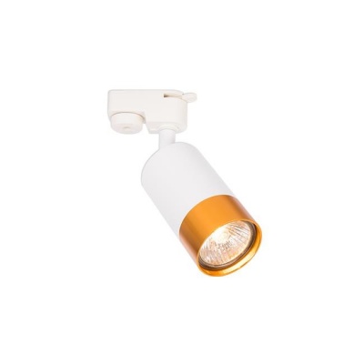 1-fāzes  lampa  sliežu sistēmai  GU10  Klemens  baltā , zelta  krāsā