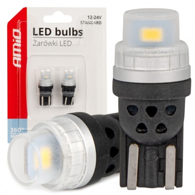 LED  spuldzes  360  Pure  Light  Series  STANDARD  T10  W5W  2x3020  SMD  White  12V/24V  AMIO-03726