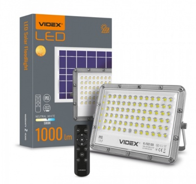 VIDEX  LED  prožektors  uz saules  enerģijas  50W, 1000LM 5000K (BATERIJA LIFEPO4 10000 MAH 3.2V) (PANELIS 10W) VIDEX VL-FSO2-505