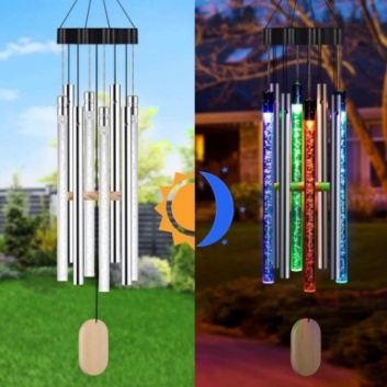 LED  saules  enerģijas  vēja  zvans - trubiņas , RGB