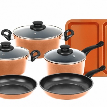 Herzberg  HG-04838: 9 nepiedegošu  vara  virtuves  piederumu  komplekts
