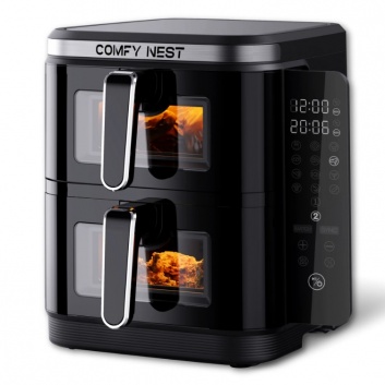 Comfy  Nest  CN-06184: 2800 W  divu  grozu  gaisa  fritieri  ar  logu  un  sānu  paneli - 11 l