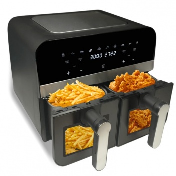 Comfy  Nest  CN-AFD45WB: 2400 W  melna  divu  grozu  digitālā  gaisa  fritētave  ar  logu - 9 l
