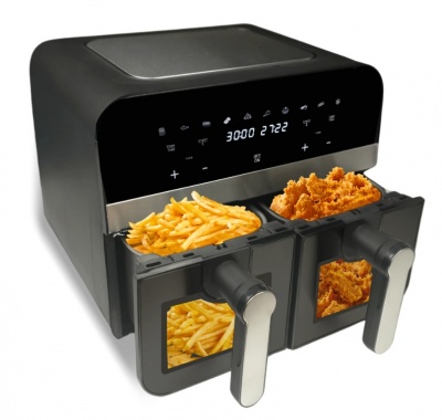Comfy  Nest  CN-AFD45WB: 2400 W  melna  divu  grozu  digitālā  gaisa  fritētave  ar  logu - 9 l