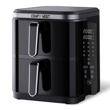 Comfy  Nest  CN-06177: 2800 W  divu  grozu  gaisa  fritieri  ar  digitāli  salokāmu  sānu  paneli - 11 l