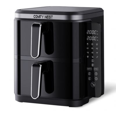 Comfy  Nest  CN-06177: 2800 W  divu  grozu  gaisa  fritieri  ar  digitāli  salokāmu  sānu  paneli - 11 l