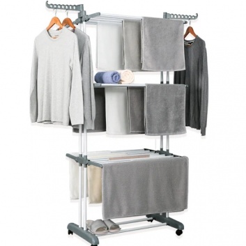 Herzberg  HG-8034GRY: Pārvietojams  drēbju  pakaramais - žāvētājs , pelēks , balts, melns