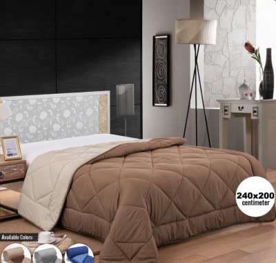 Herzberg  HG-2420BCO: divkrāsaina  mikrošķiedras  sega - 240x200cm , zila , brūna vai  pelēka