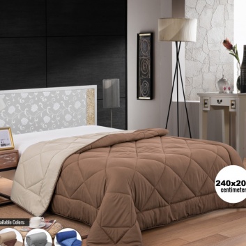 Herzberg  HG-2420BCO: divkrāsaina  mikrošķiedras  sega - 240x200cm , zila , brūna vai  pelēka