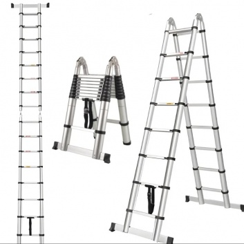 Herzberg  HG-5560: Izvelkamas , saliekamās  alumīnija  teleskopiskās  kāpnes - 5,60 m