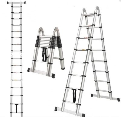 Herzberg  HG-5560: Izvelkamas , saliekamās  alumīnija  teleskopiskās  kāpnes - 5,60 m