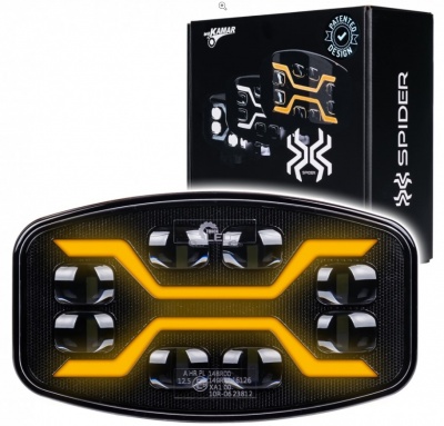 LED  X-SPIDER  tālās  gaismas + gabarītgaisma + stroboskoops  dzintara  krāsā