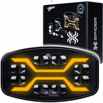 LED  X-SPIDER  tālās  gaismas + gabarītgaisma + stroboskoops  dzintara  krāsā