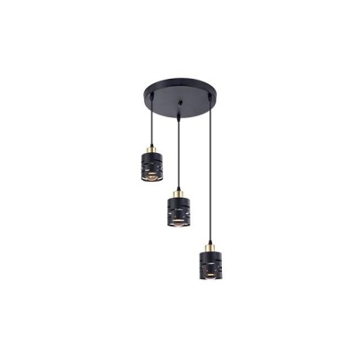Griestu  lampa  3xE27  Elen  apaļa , melna+zelta